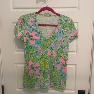 Lilly Pulitzer Michelle V-Neck Top EUC